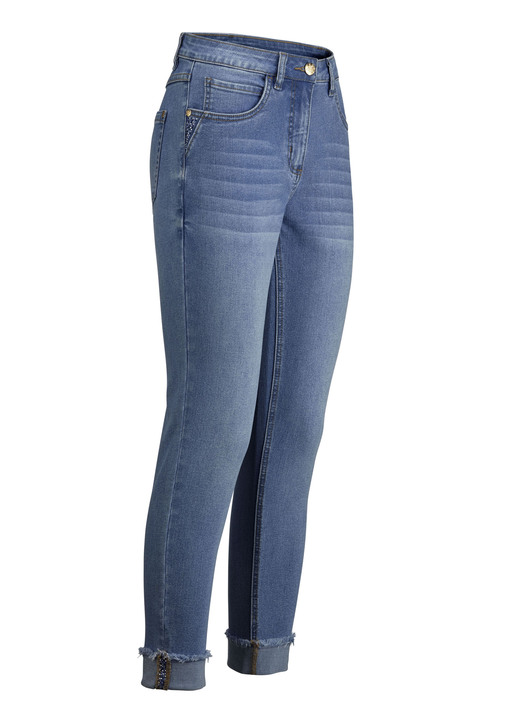 7/8 broeken, capri's, bermuda's - Jeans met fonkelende strass steentjes, in Größe 017 bis 050, in Farbe JEANSBLAUW Ansicht 1