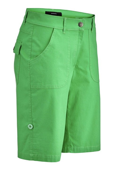 7/8 broeken, capri's, bermuda's - Bermudashort met decoratieve bandjes, in Größe 034 bis 052, in Farbe GROEN Ansicht 1