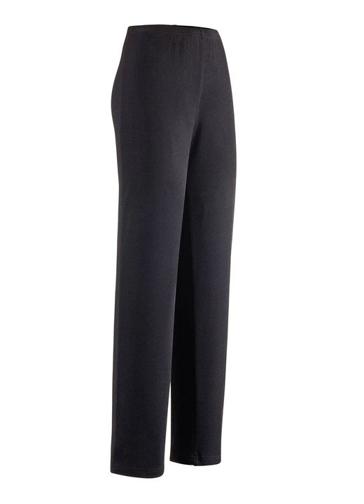 Broeken met elastische band - Broek met een elegante glans, in Größe 020 bis 060, in Farbe ZWART Ansicht 1