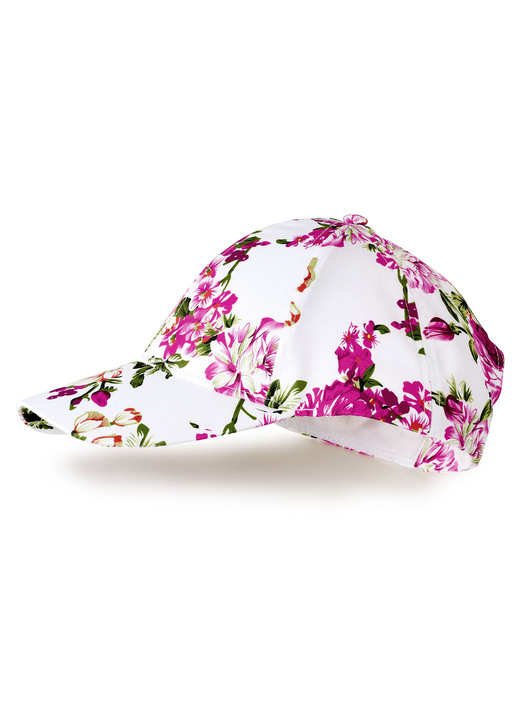Mutsen & hoeden - Trendy baseballpet met exotische bloemenprint, in Farbe WIT-MULTICOLOR Ansicht 1