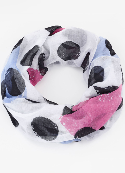 - Lussensjaal met stippenmotief, in Farbe WEISS-SCHWARZ-ROSÉ-BLEU Ansicht 1