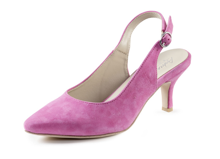 Pumps & ballerina's - Andrea Conti slingpumps gemaakt van zacht fluweel chevreauleer, in Größe 036 bis 042, in Farbe ROZE Ansicht 1