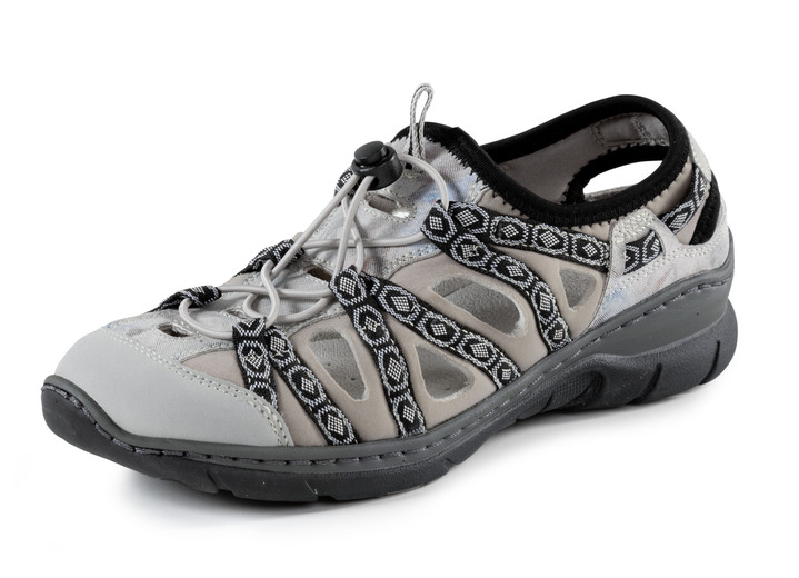 Sandalettes & slippers - ELENA EDEN sandaal met textielrand, in Größe 036 bis 042, in Farbe GRIJS-TAUPE Ansicht 1