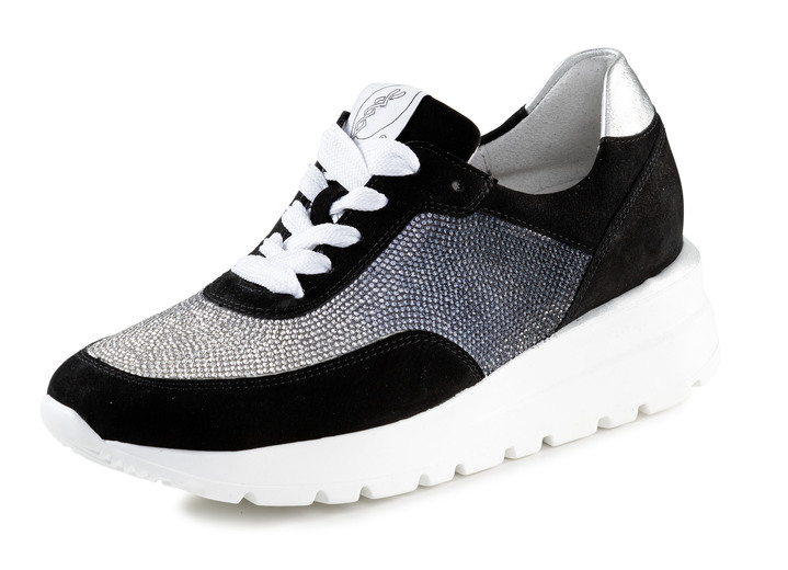Breedte H - Ranger sneakers met kleurverloop, sprankelende strass steentjes, in Größe 3 1/2 bis 8, in Farbe SCHWARZ-SILBER Ansicht 1