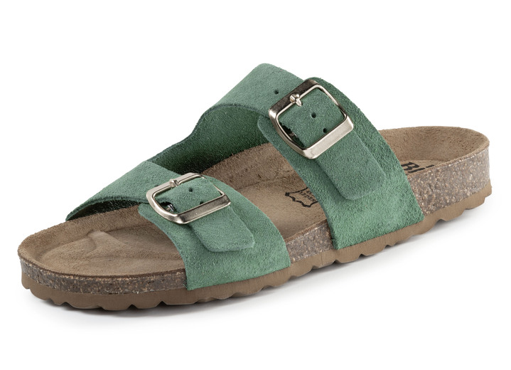 Sandalettes & slippers - ELENA EDEN, klassieke damesmuiltjes, breedte H, met twee verstelbare bandjes, in Größe 036 bis 042, in Farbe GRÜN Ansicht 1