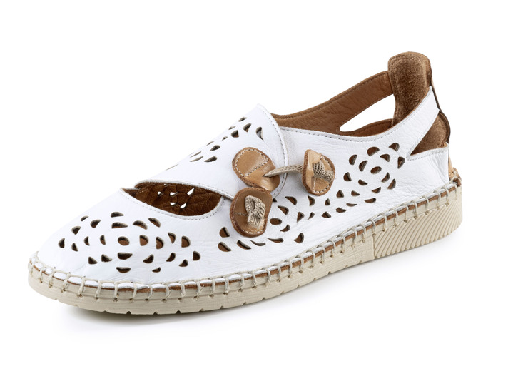 Instappers & veterschoenen - Gemini pantoffels met luchtige openingen, in Größe 036 bis 042, in Farbe WEISS-CAMEL Ansicht 1