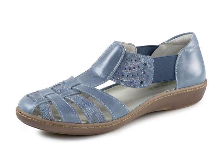 Pumps & ballerina's - ELENA EDEN sandalen met bandjes van nappaleer en suède met effectief reliëf, in Größe 035 bis 042, in Farbe JEANS Ansicht 1