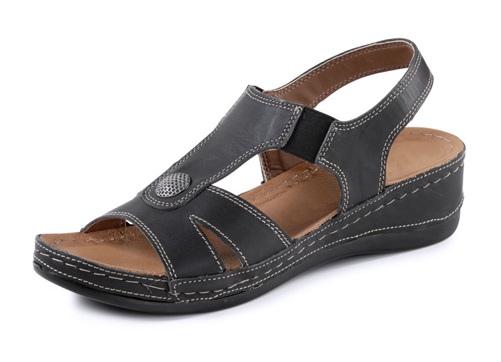 Sandalettes & slippers - ELENA EDEN sandaal van nappaleer met metalen decoratie, in Größe 036 bis 041, in Farbe SCHWARZ Ansicht 1