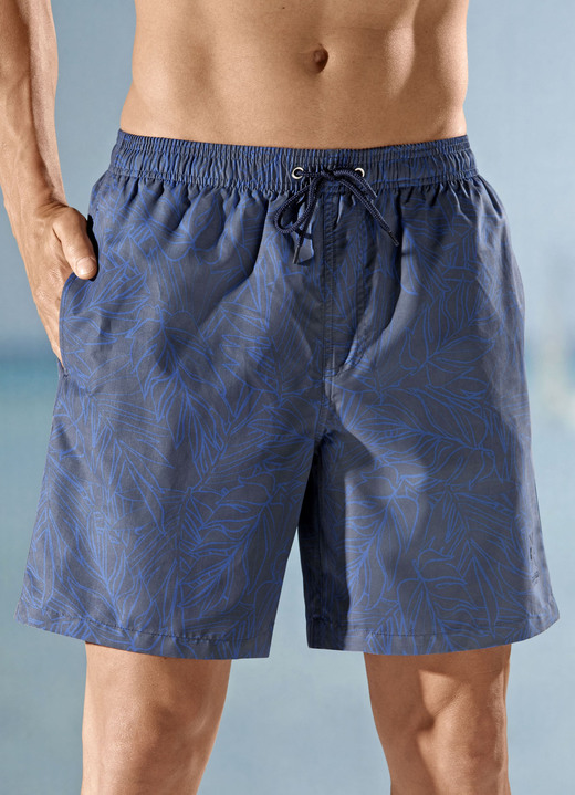 Zwemshort - Zwemshort, langere snit, microvezel, in Größe 3XL bis XXL, in Farbe GRIJS-BLAUW