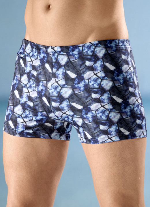 Zwemkleding - Hoge halflange zwembroek, met zakje met ritssluiting Zwemkleding - Hoge halflange zwembroek, met zakje met ritssluiting, in Größe 004 bis 013, in Farbe ZWART-BLAUW-VEELKLEURIG