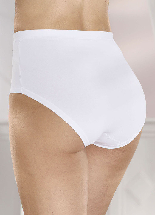 Slip - brio lingerie vijf-pack slips met elastische boorden, in Größe 038 bis 056, in Farbe WIT Ansicht 1