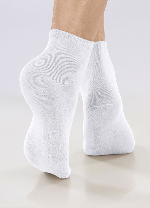 Kousen & panty's - Set van zes sokken met zachte randen, in Größe 1 (Schoenm. 35-38) bis 3 (Schoenm. 43-46), in Farbe 3X WIT, 3X ZWART Ansicht 1