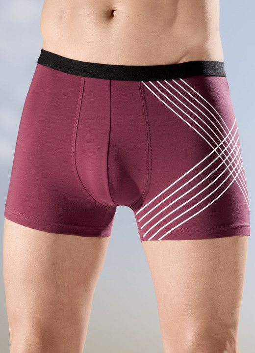 Onderbroeken - Set van drie broeken met elastische tailleband Onderbroeken - Set van drie broeken met elastische tailleband, in Größe 005 bis 011, in Farbe 2X BORDEAUX WIT, 1X ZWART-WIT