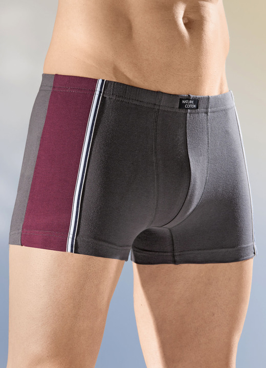 Onderbroeken - Set van vier broeken met elastische tailleband Onderbroeken - Set van vier broeken met elastische tailleband, in Größe 3XL (9) bis XXL (8), in Farbe 2X ANTHRAZIT-BORDEAUX, 2X SCHWARZ-BLAU
