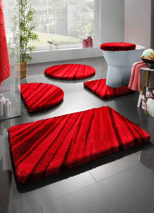 Badmatten - Badmattenset van Kleine Wolke, in Größe 100 (Matje, halfrond 50/80 cm) bis 112 (Toiletdekselafdekking 47/50 cm), in Farbe BORDEAUX Ansicht 1