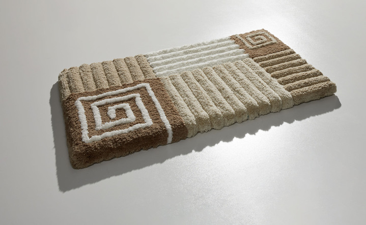 Badmatten - Badkamerset met antislip achterkant, in Größe 100 (Matje, halfrond 50/80 cm) bis 112 (Toiletdekselafdekking 47/50 cm), in Farbe BEIGE Ansicht 1