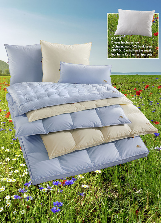 Dekbedden - Eersteklas donsdeken “speciale serie blauw & crème” uit het Zwarte Woud, in Größe 103 (deken, 135/200 cm) bis 403 (4-delige voordeelset), in Farbe BLAUW, in Ausführung ZOMER Ansicht 1