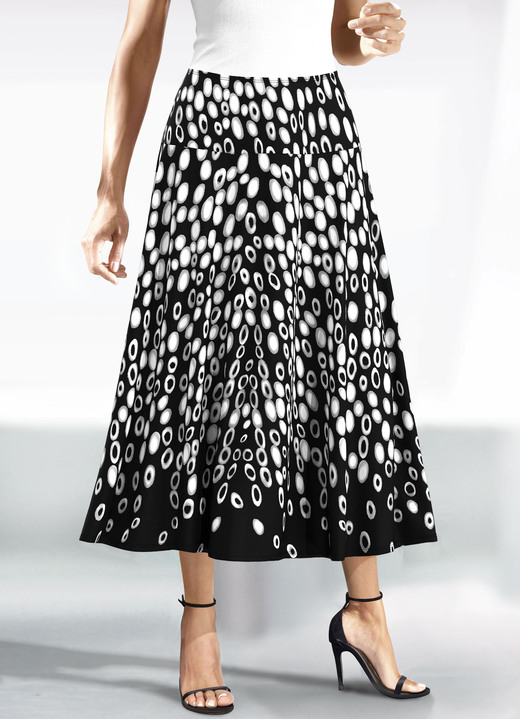 Multicolor - Rok met een expressief design, in Größe 018 bis 054, in Farbe ZWART-ECRU
