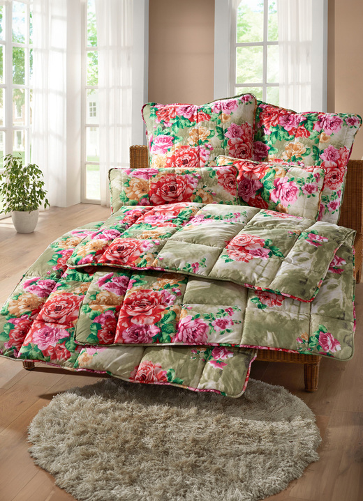 Dekbedden - Beddengoedset, 2-delig, voor fluweelzachte dromen zonder beddengoed, in Größe 111 (40/80 cm + 135/200 cm) bis 112 (80/80 cm + 135/200 cm), in Farbe GRÜN Ansicht 1