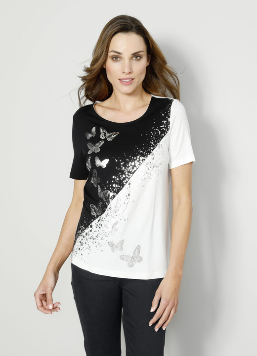 - Shirt met een mooi vlindermotief, in Größe 038 bis 048, in Farbe ZWART-WIT Ansicht 1