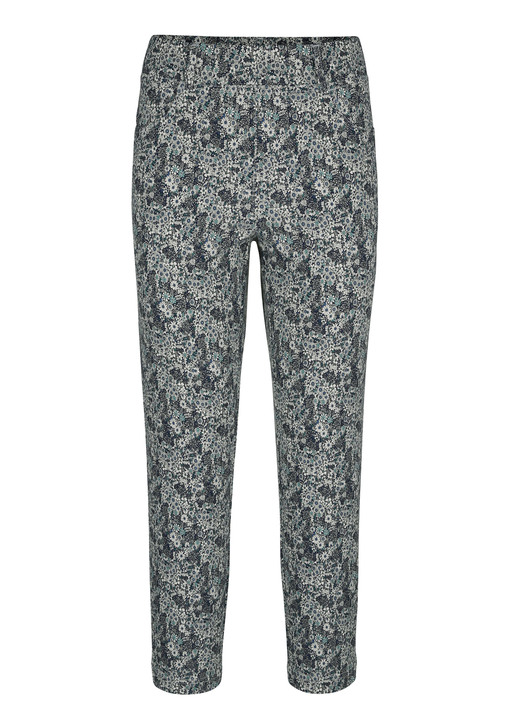 Broeken met elastische band - Broek met steekzakken en zijsplitten, in Größe 038 bis 052, in Farbe MARINE-WEISS Ansicht 1