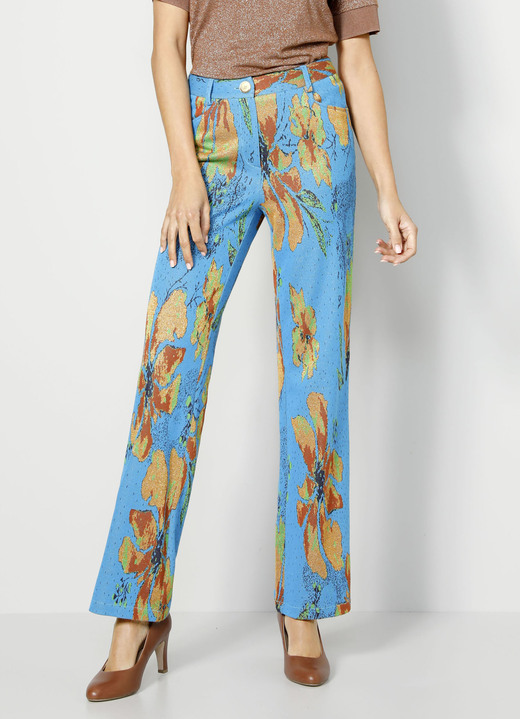 - Broek met expressief dessin, in Größe 038 bis 048, in Farbe TÜRKIS-GOLD Ansicht 1