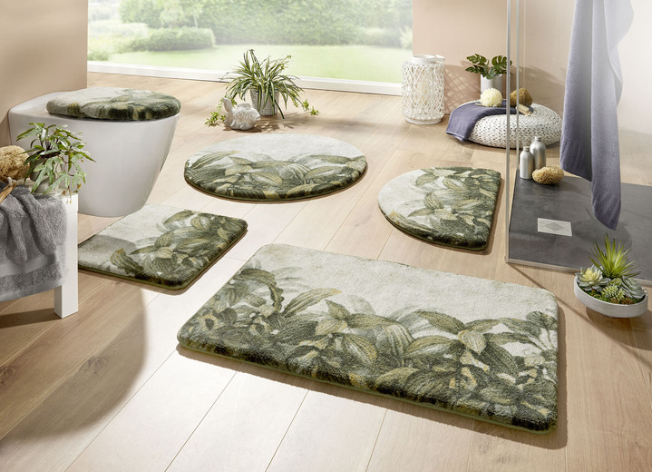 Badmatten - Badmat, ook bijzonder geschikt voor rolstoelen en rollators, in Größe 100 (Matje, halfrond 50/80 cm) bis 112 (motief-toiletdekselafdekking 47/ 50 cm), in Farbe GRÜN Ansicht 1