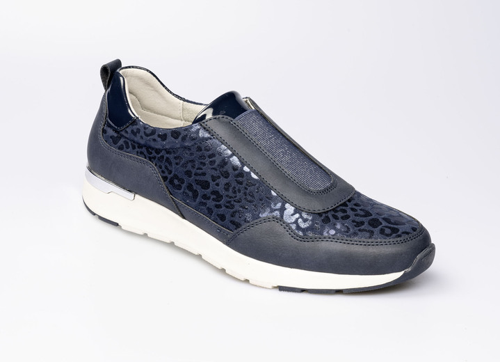 Comfortschoenen - Modieuze stretch sneaker in luipaardlook, in Größe 036 bis 042, in Farbe BLAU Ansicht 1