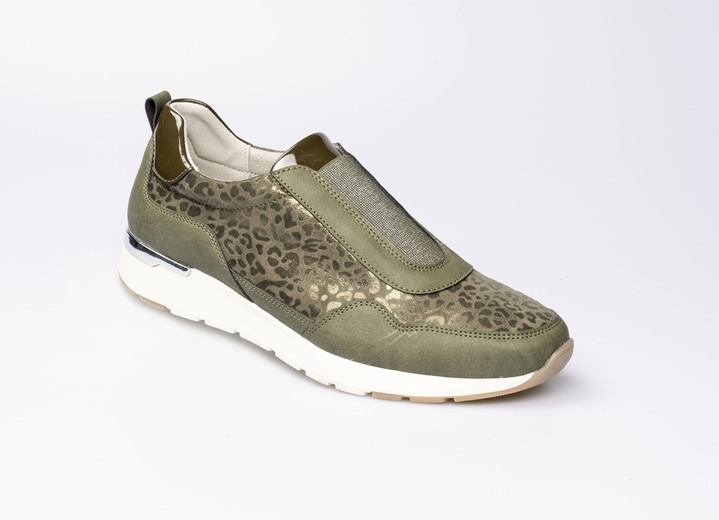 Comfortschoenen - Modieuze stretch sneaker in luipaardlook, in Größe 036 bis 042, in Farbe GRÜN Ansicht 1
