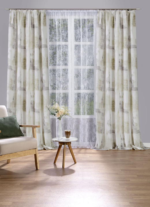 Klassiek - Prachtig gordijn gemaakt van decoratieve stof, in Größe 358 (H 145 x B 140 cm) bis 456 (H 245 x B 140 cm), in Farbe GRÜN Ansicht 1