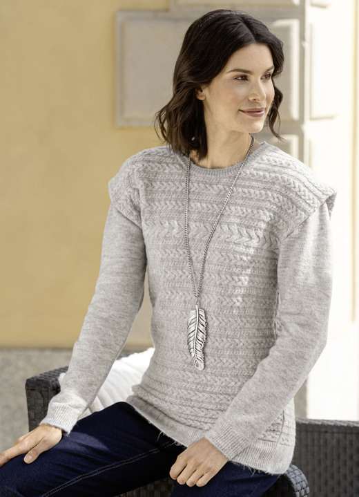 Lange mouw - Trui in een twee-in-één-look, in Größe L(44/46) bis XXL(52/54), in Farbe LICHTGRIJS GEMÊLEERD Ansicht 1