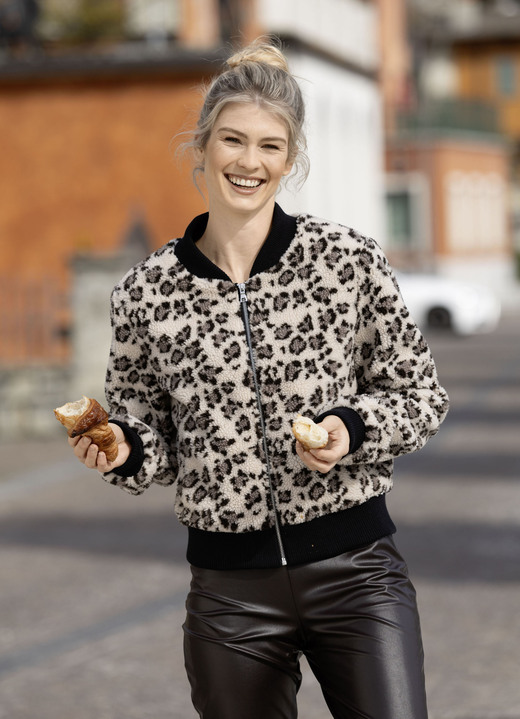 Winterjassen - Korte jas van teddy-pluche, in Größe 034 bis 050, in Farbe BEIGE-BRAUN Ansicht 1