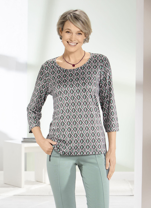 3/4-mouw - Shirt met all-over print in 2 kleuren 3/4-mouw - Shirt met all-over print in 2 kleuren, in Größe 036 bis 054, in Farbe SALIE-BRUIN-BEIGE