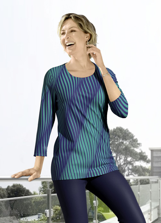 3/4-mouw - Shirt met driekwartmouwen 3/4-mouw - Shirt met driekwartmouwen, in Größe 038 bis 054, in Farbe EMERALD-MARINE