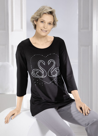 Shirt met elegante strassversiering in 2 kleuren