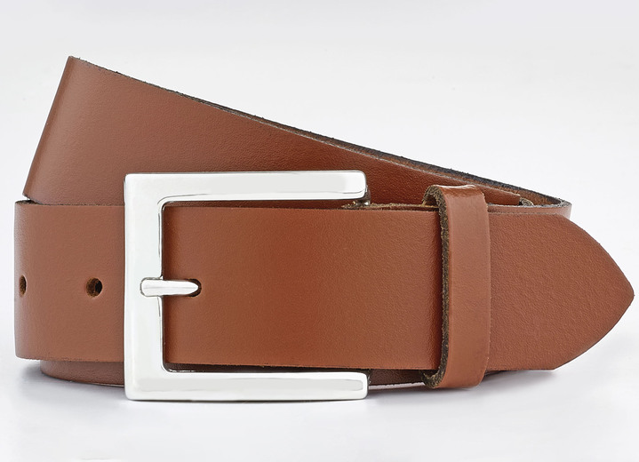 Riemen - Trendy leren damesriem, 3,5 cm breed, in Größe 100 bis 120, in Farbe COGNAC Ansicht 1