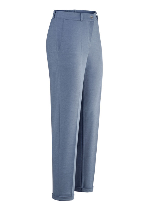 Broek met knoop- en ritssluiting - Broek met elastische tailleband aan de achterkant Broek met knoop- en ritssluiting - Broek met elastische tailleband aan de achterkant, in Größe 018 bis 052, in Farbe JEANSBLAUW GEMÊLEERD