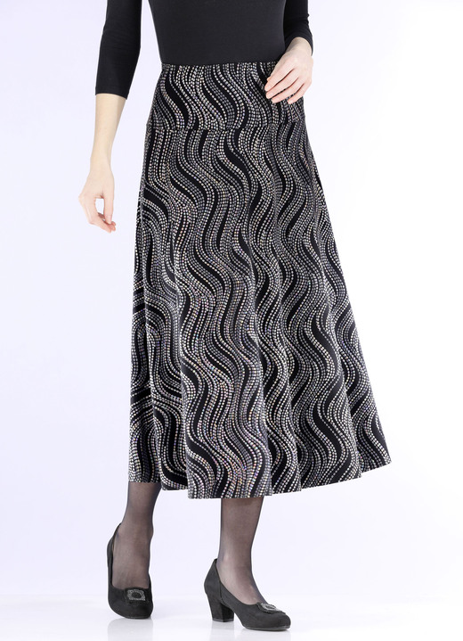 - Rok met elegante glinsterende print - Rok met elegante glinsterende print, in Größe 018 bis 054, in Farbe SCHWARZ-GRAU-MULTICOLOR