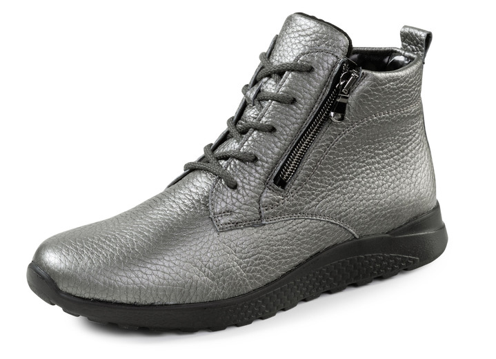 Laarzen & laarsjes - Waldläufer, comfortabele dames enkellaarsjes, winterschoenen, breedte H, gemaakt van hertenleer, in Größe 4 1/2 bis 9, in Farbe OUDZILVER Ansicht 1