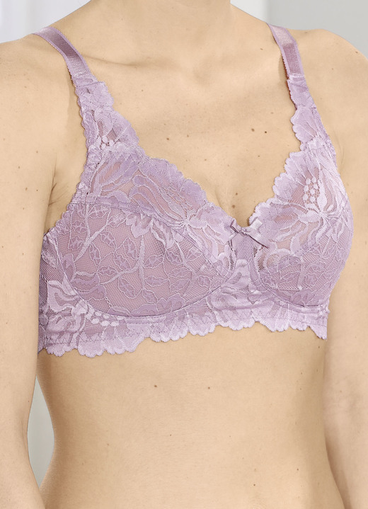 Soft-BH - BH gemaakt van delicaat elastisch kant, in Größe 075 bis 105, in Cup B, in Farbe LILA Ansicht 1