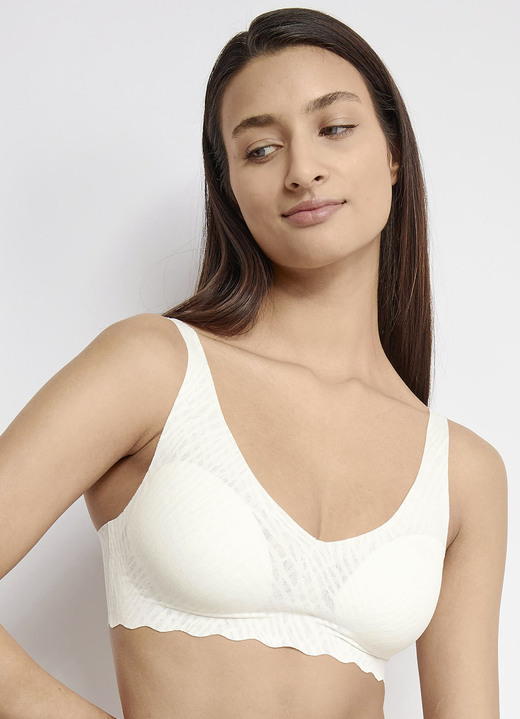 - Sloggi ZERO FEEL Bliss bh gemaakt van elastisch kant, in Größe L bis XL, in Farbe ECRU Ansicht 1