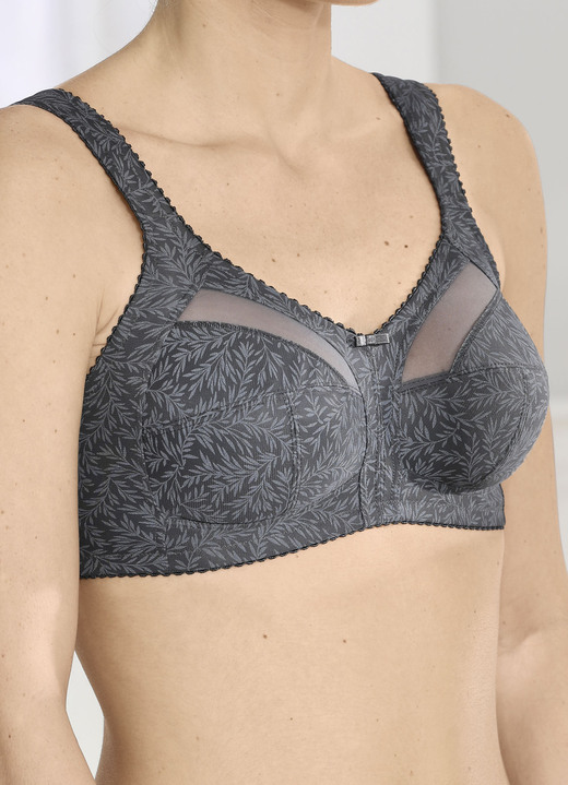 Soft-BH - Formaat bh met bloemdessin, in Größe 080 bis 105, in Cup B, in Farbe ANTHRAZIT Ansicht 1