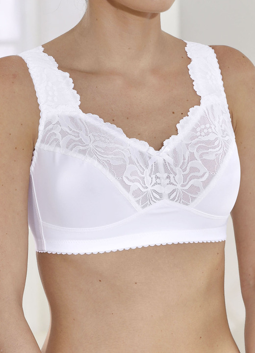 Soft-BH - BH met mooie elastische kant, in Größe 080 bis 110, in Cup B, in Farbe WIT Ansicht 1