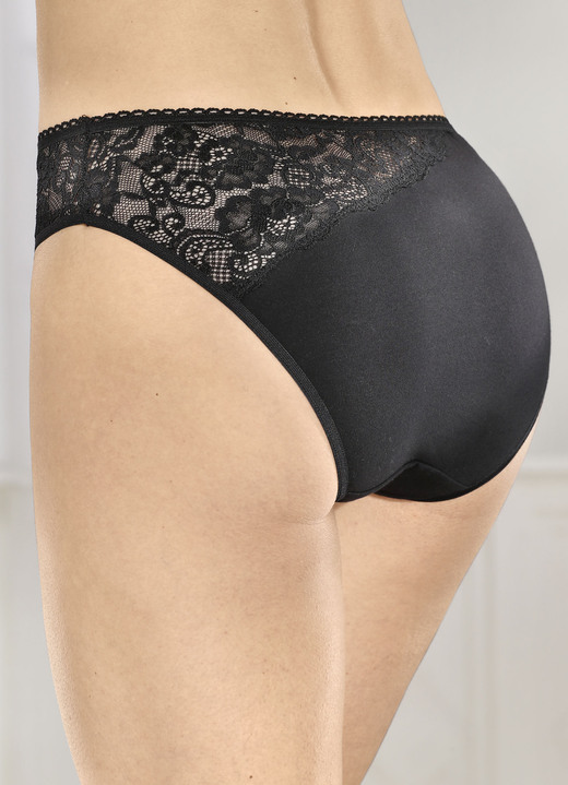 Slip - Set van vier slips met mooie elastische kant, in Größe 036 bis 048, in Farbe ZWART Ansicht 1