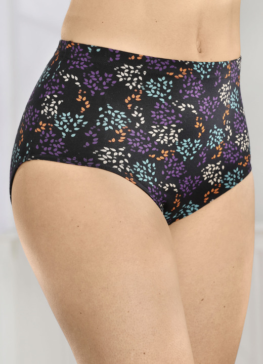 Slip - Set van vier slips met een kleurrijk printontwerp, in Größe 038 bis 054, in Farbe ZWART-PAARS-KLEURIG Ansicht 1