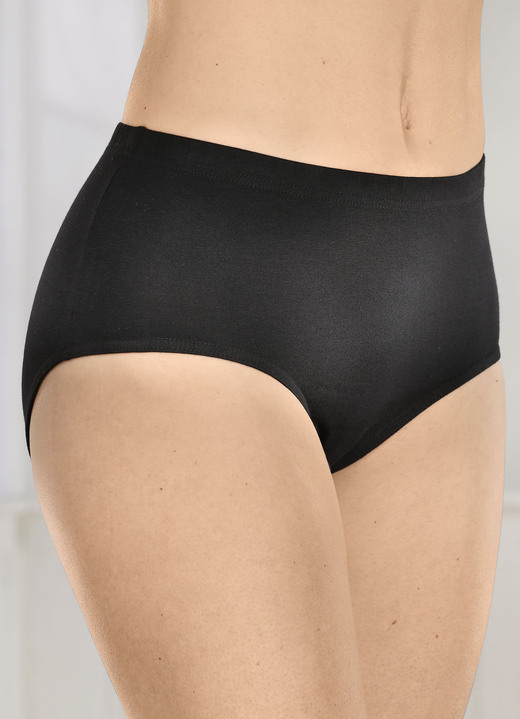 Slip - Verpakking van vijf slips met elastische tailleband, in Größe 038 bis 056, in Farbe 3X ZWART, 2X WIT Ansicht 1