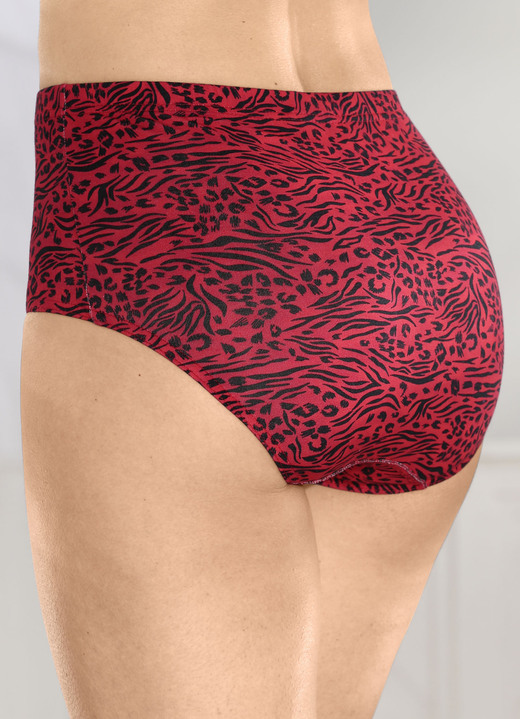 Slip - Verpakking van vier slips met elastische tailleband, in Größe 038 bis 056, in Farbe ROOD-ZWART Ansicht 1