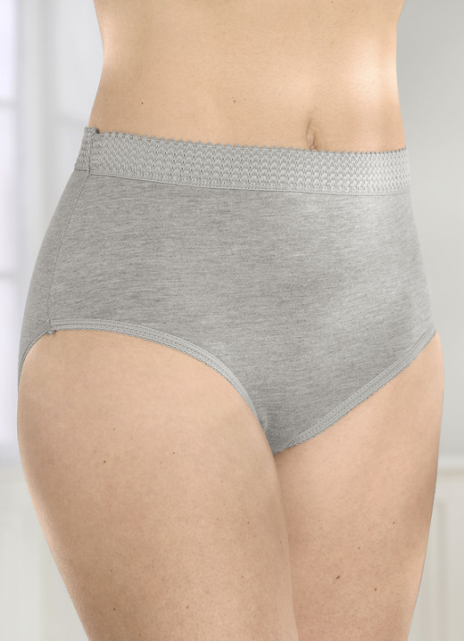 Slip - Zes stuks onderbroeken met elastische pijpjes, in Größe 038 bis 056, in Farbe 2X MOEDER GRIJS, 2X WIT, 2X ZWART Ansicht 1