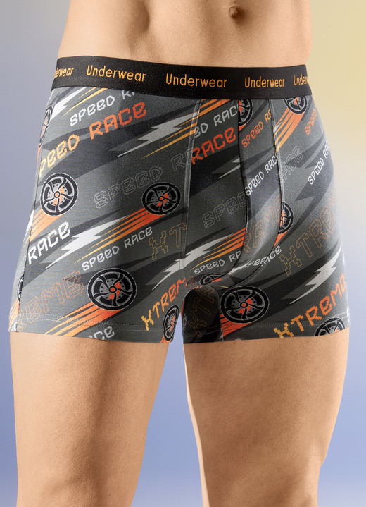 Onderbroeken - Drie-pack broeken met elastische tailleband, in Größe 004 bis 010, in Farbe 2X GRIJS KLEURRIJK, 1X UNI ANTRACIET