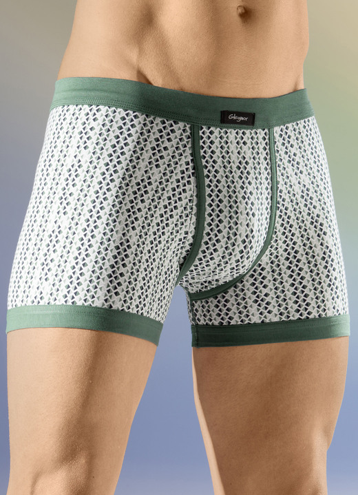 Onderbroeken - Set van vier onderbroeken met zachte tailleband Onderbroeken - Set van vier onderbroeken met zachte tailleband, in Größe 005 bis 011, in Farbe 2X GROEN-WIT, 2X JEANS BLAUW-WIT